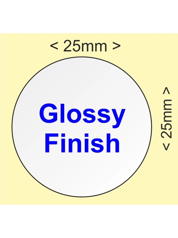 25mm diameter circular gloss self adhesive labels - Price for 250