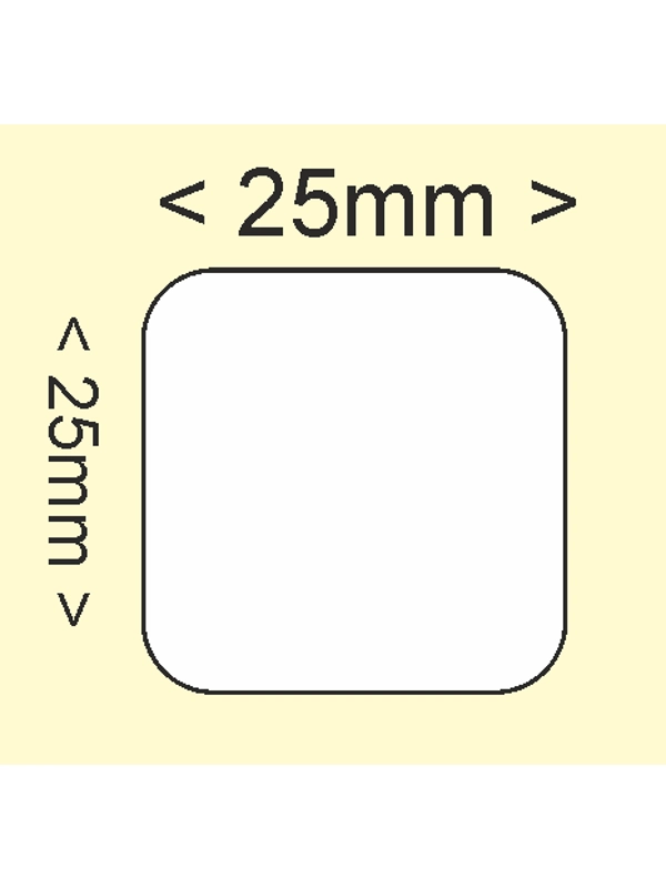 25 x 25mm white matt self adhesive labels - Price per 250