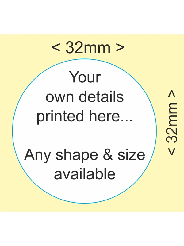 32mm diameter circular round matt self adhesive labels - Price for 250