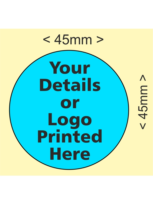 1000 custom printed labels - 45mm dia circular