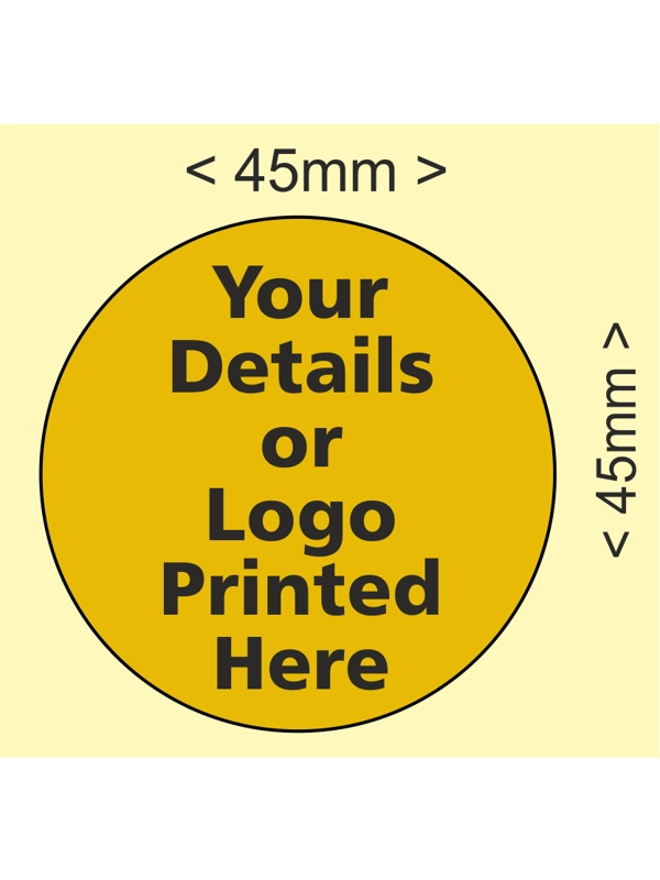 2000 custom printed labels - 45mm dia circular