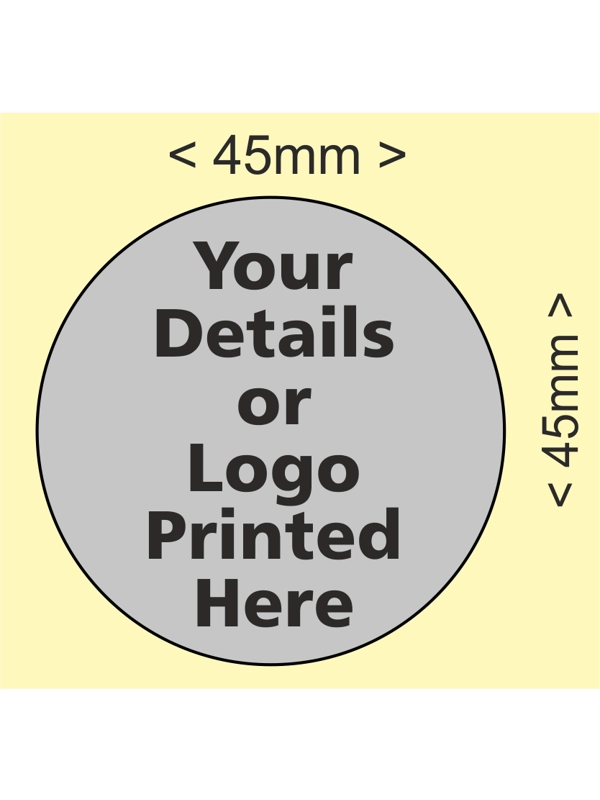 500 custom printed labels - 45mm dia circular