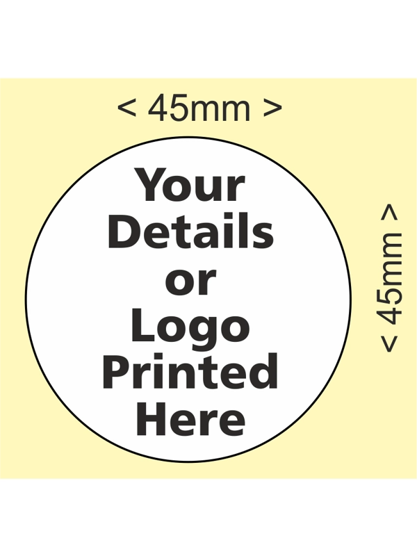 250 custom printed labels - 45mm dia circular