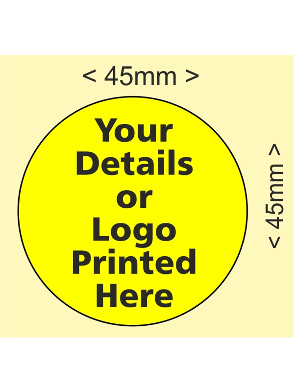 10000 custom printed labels - 45mm dia circular