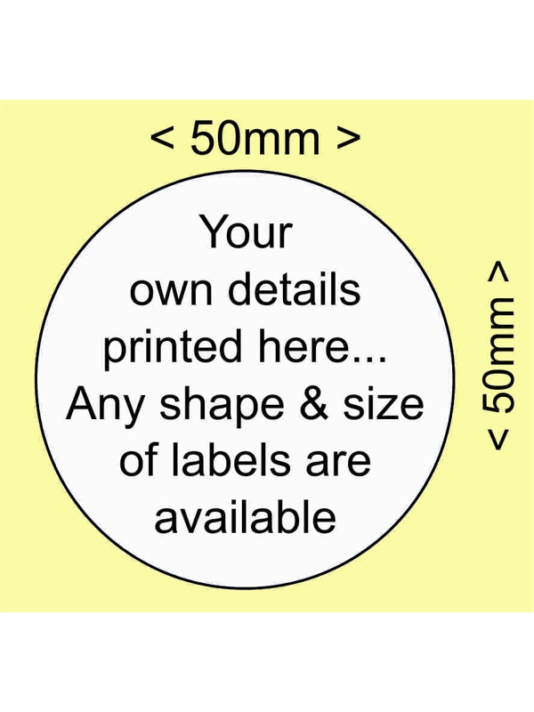 50mm diameter circular round matt self adhesive labels - Price for 250