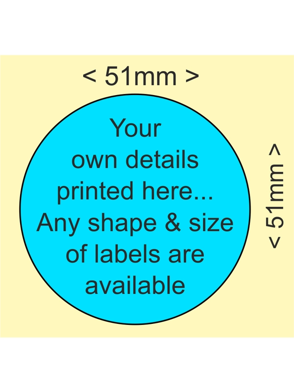 250  custom printed labels - 51mm dia circular