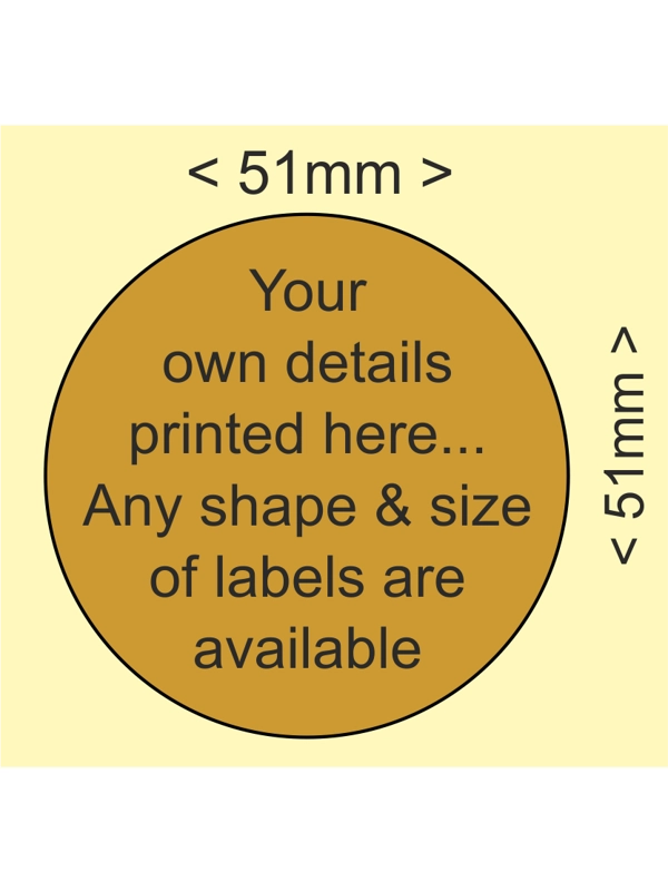 1000  custom printed labels - 51mm dia circular