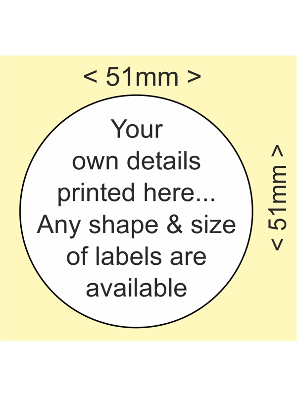 48  custom printed labels - 51mm dia circular