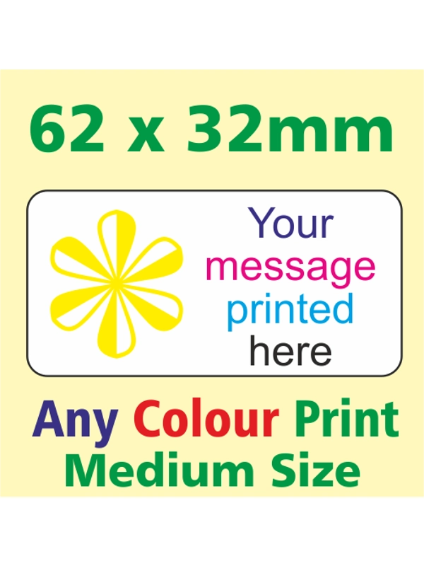 250 - 62 x 32mm medium address labels - Custom Printed Stickers - 38 x 21mm