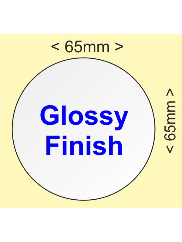 65mm diameter round glossy self adhesive labels - Price for 250