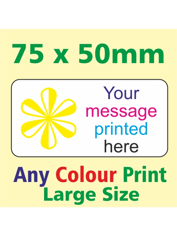 500 - 75 x 50mm large labels - Custom Printed Stickers - 38 x 21mm