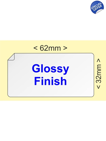 Custom printed glossy labels supplied on a roll 62 x 32mm - 250 labels