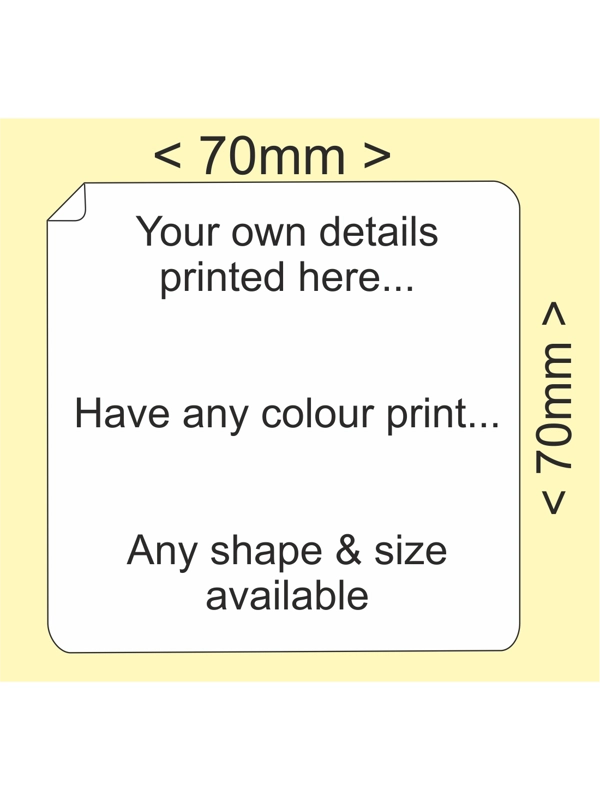 Custom Printed Labels 70 x 70mm - Price for 250