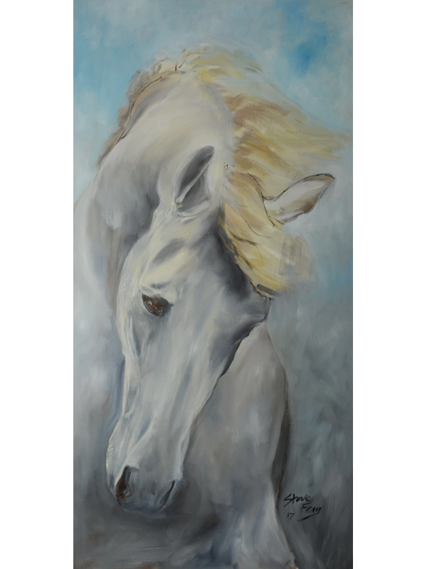 White horse gallop 100 x 50cm