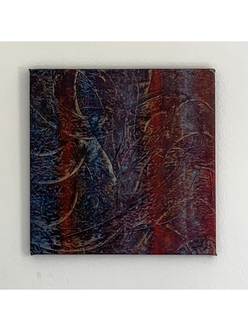 Crimson and Indigo mix. 46 x 46cm