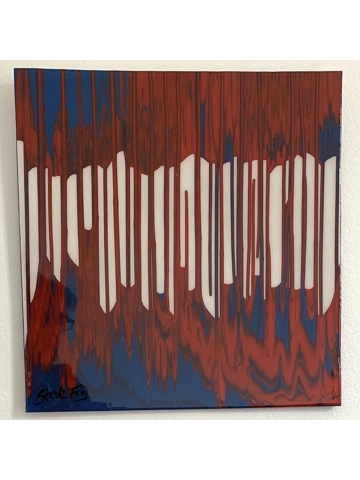 Red blue stretch. 52 x 52cm