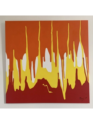 Interchange in yellow and red. 92 x 92cm