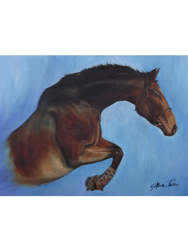 Horse jump. Oil on canvas sheet 60x50cm