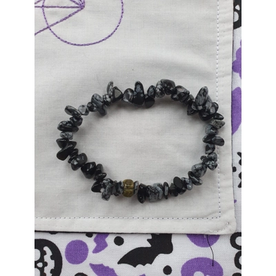 Snowflake Obsidian Chip Bracelet