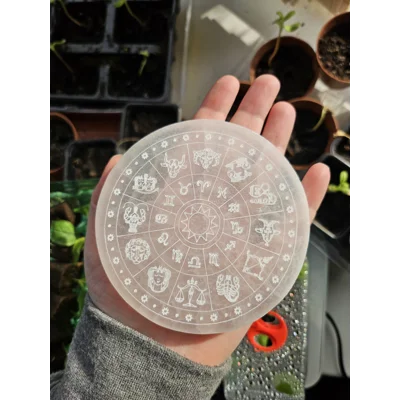 Selenite Zodiac Disc 10 cm