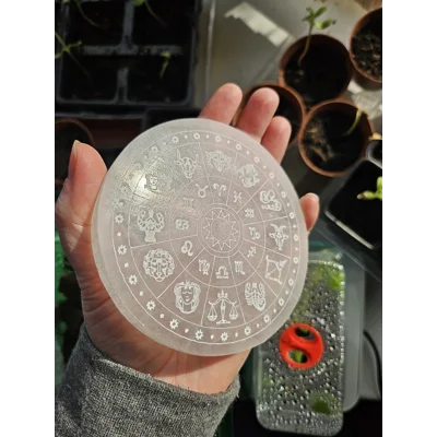 Selenite Zodiac Disc 10 cm
