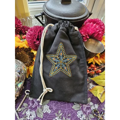 Embroidered Star Tarot Bag