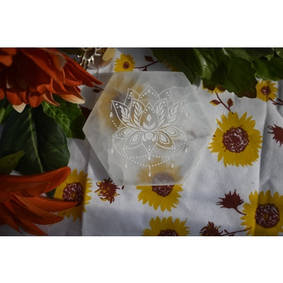 Selenite Hexaganol Lotus Disc Selenite Hexaganol Lotus Disc