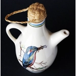 Brixham Pottery Oil-Vinegar Jug/Kettle With Kingfisher And Blue Tit.