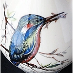 Brixham Pottery Oil-Vinegar Jug/Kettle With Kingfisher And Blue Tit.