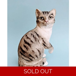 Pottery Tabby Cat Figurine, ..