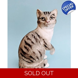 Pottery Tabby Cat Figurine, British Country Life Designs.