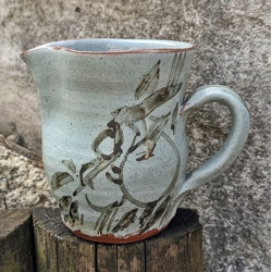 Mystery Studio Pottery Blue-Grey Jug, Unidentified Ceramic..