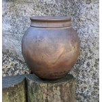 Chris Hawkins Pottery Vase, Copper Fumed Raku Jardinière Pots.