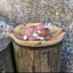 Pottery Brown Fawn/Young Deer, Porcelain Animal Figurine.