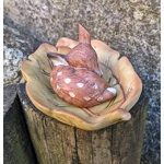 Pottery Brown Fawn/Young Deer, Porcelain Animal Figurine.