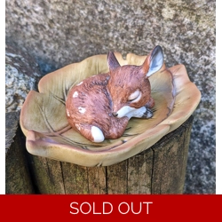 Pottery Brown Fawn/Young Deer, Porcelain Animal Figurine.