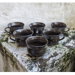 Six British Studio Pottery Mugs, Coffee, Tea, Chocolate Cups.