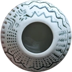 Mystery Pots | White Studio Pottery Vase - Hieroglyphic Designs.