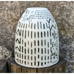 Mystery Pots | White Studio Pottery Vase - Hieroglyphic Designs.