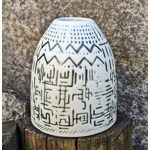 Mystery Pots | White Studio Pottery Vase - Hieroglyphic Designs.