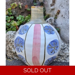 Studio Pottery Bud Vase | Stripes & Spoke Wheel Design