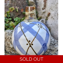 Studio Pottery Bud Vase | Criss Cross Glaze Decoration.