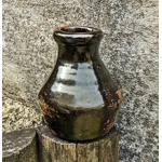 Tenmoku Glazed | Pottery Bottle Vase - Signed AJB