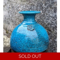 Hugh West | Blue Raku Pottery Vase - Cornish Cer..