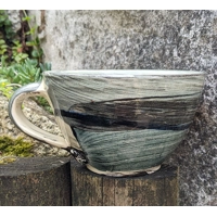 Mystery I Studio Pottery Mug - Signed KS - Mocha..
