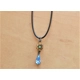 Blue Tear Drop Flower Pendant Necklace