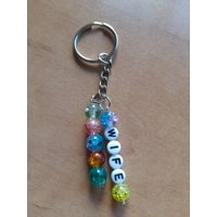 Crackle bead Wife keyring with st..