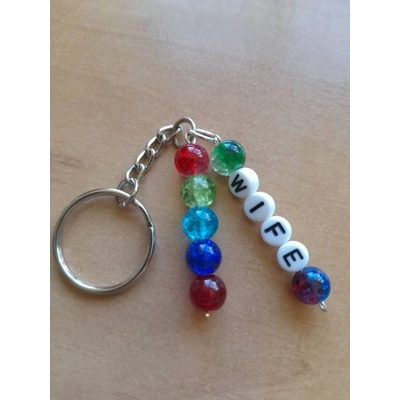 Glass crackle bead Wife keychain