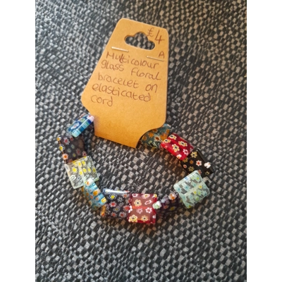 Multicoloured glass flower bracelet