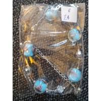 Blue and pink glass necklace